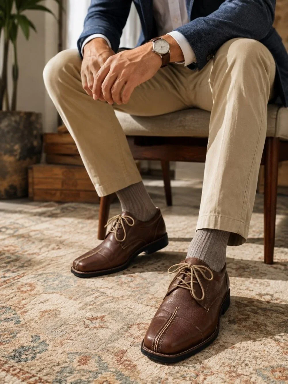 Sandro Moscoloni Brown Leather Split Toe Lace Up Oxfords Mens Size 10D